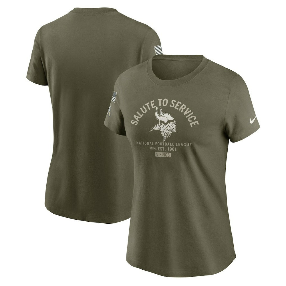 Minnesota Vikings Women's 2025 Salute to Service Sideline T-Shirt - Olive - Nike