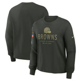Cleveland Browns Women's 2025 Salute to Service Sideline Dri-FIT Long Sleeve T-Shirt - Dark Green - Nike
