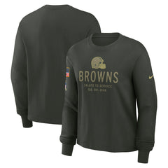 Cleveland Browns Women's 2025 Salute to Service Sideline Dri-FIT Long Sleeve T-Shirt - Dark Green - Nike