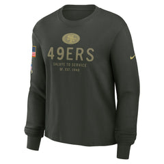 San Francisco 49ers Women's 2025 Salute to Service Sideline Dri-FIT Long Sleeve T-Shirt - Dark Green - Nike