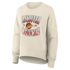 Vancouver Canucks Fanatics Women's Oversized Vintage Slice Pullover Sweatshirt - Cream | Fanatics Clearance