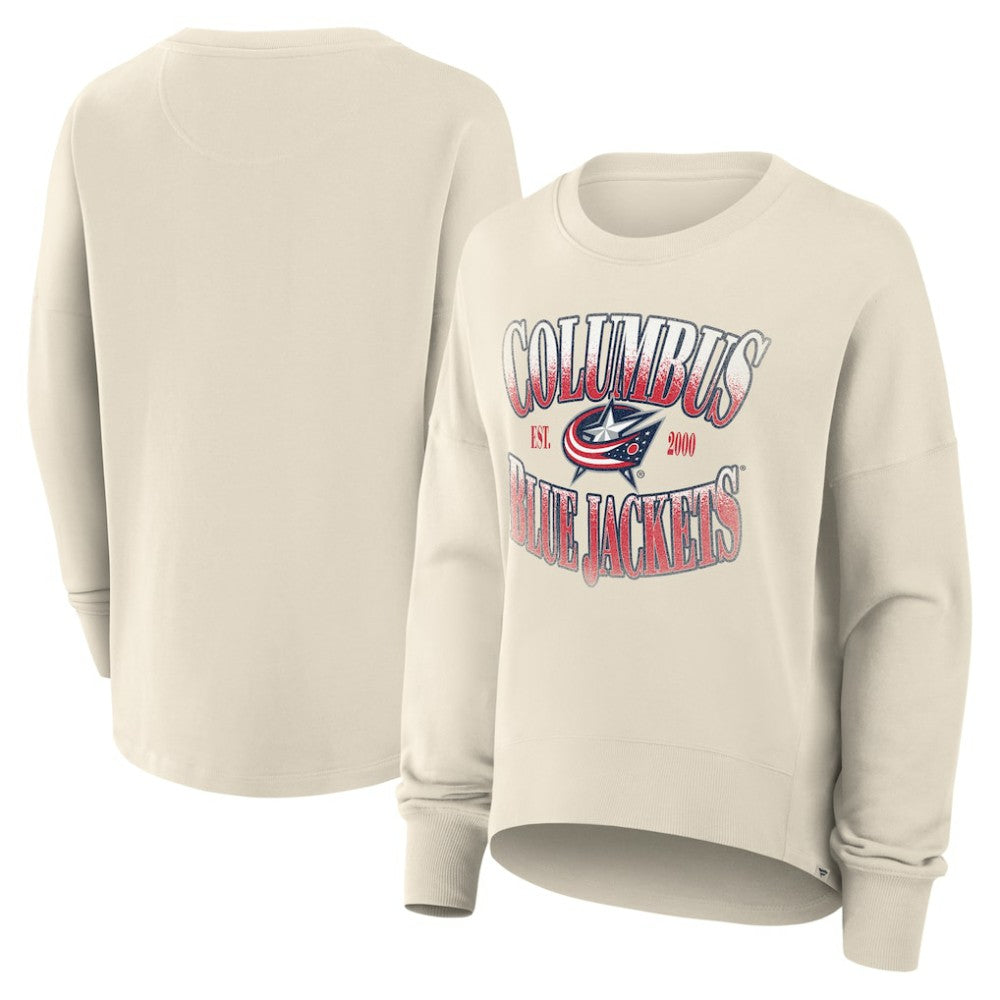 Columbus Blue Jackets Fanatics Women's Oversized Slice Pullover Sweatshirt - Cream | Fanatics online