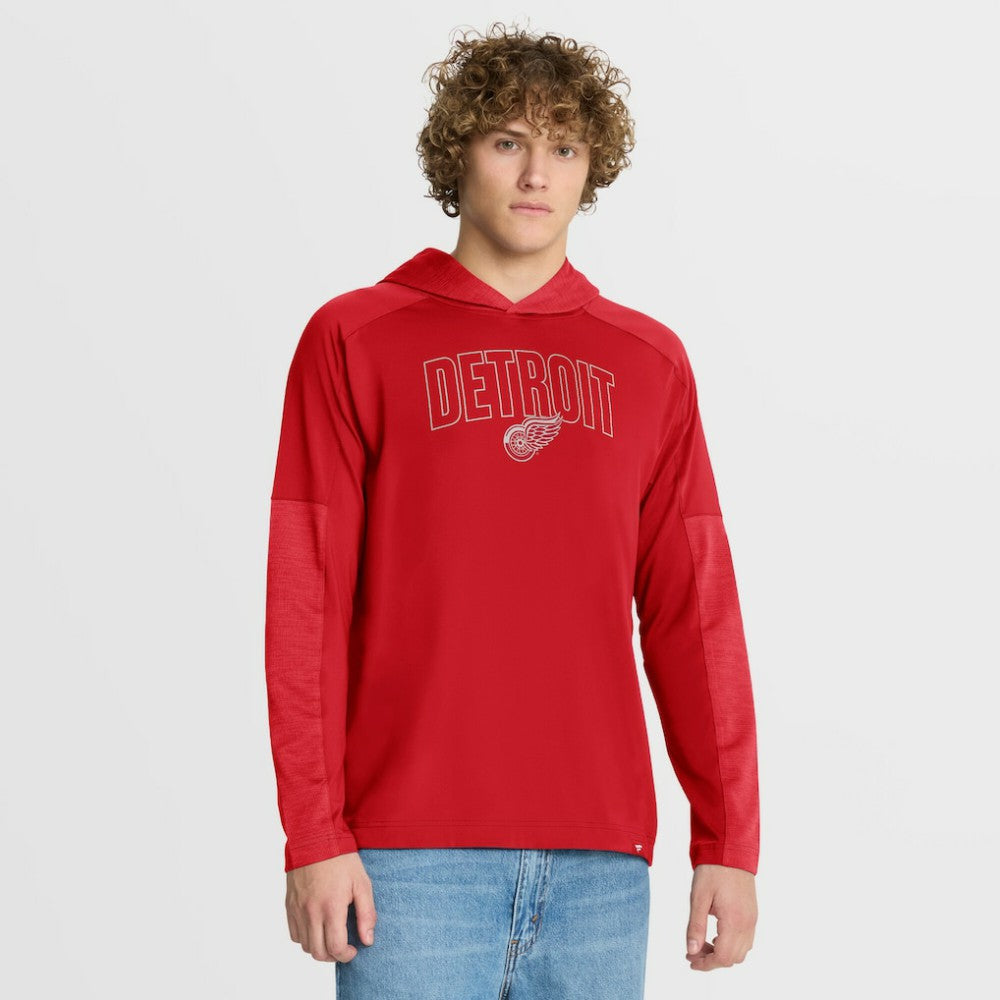 Detroit Red Wings Fanatics Penalty Shot Long Sleeve Hoodie T-Shirt - Red | Fanatics Lifestyle