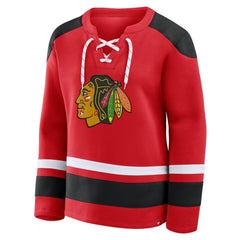 Chicago Blackhawks Fanatics Women's Icing Long Sleeve Lace Up Sweatshirt - Athletic Red | Fanatics discount