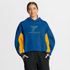 St. Louis Blues Fanatics Women's Back Check Boxy Hoodie - Blue | Fanatics Clearance
