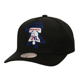 Mitchell & Ness Philadelphia 76ers Tilted Pro Pinch Adjustable Hat Black
