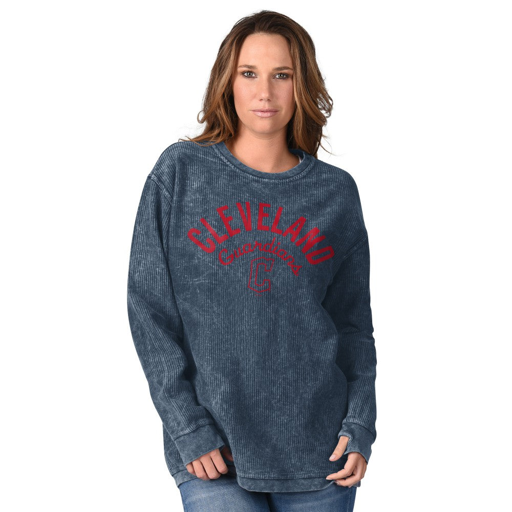 Cleveland Guardians G-III 4Her by Carl Banks Women's Comfy Cord Pullover Sweatshirt Sale