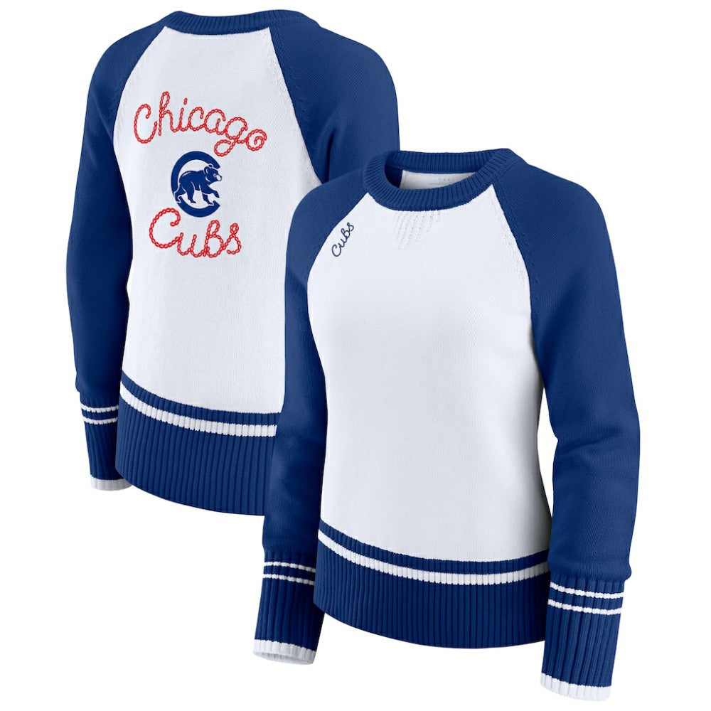 Chicago Cubs WEAR by Erin Andrews Women's Colorblock Raglan Sweater Discount