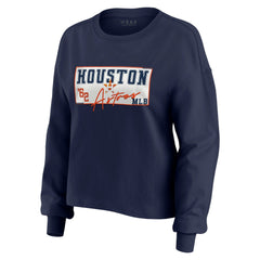 Houston Astros WEAR by Erin Andrews Women's Heavy Rugby Jersey Cropped Long Sleeve T-Shirt & Shorts Lounge Set Sale