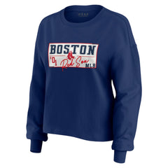 Boston Red Sox WEAR by Erin Andrews Women's Heavy Rugby Jersey Cropped Long Sleeve T-Shirt & Shorts Lounge Set Discount