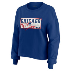 Chicago Cubs WEAR by Erin Andrews Women's Heavy Rugby Jersey Cropped Long Sleeve T-Shirt & Shorts Lounge Set Online