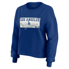 Los Angeles Dodgers WEAR by Erin Andrews Women's Heavy Rugby Jersey Cropped Long Sleeve T-Shirt & Shorts Lounge Set Near Me