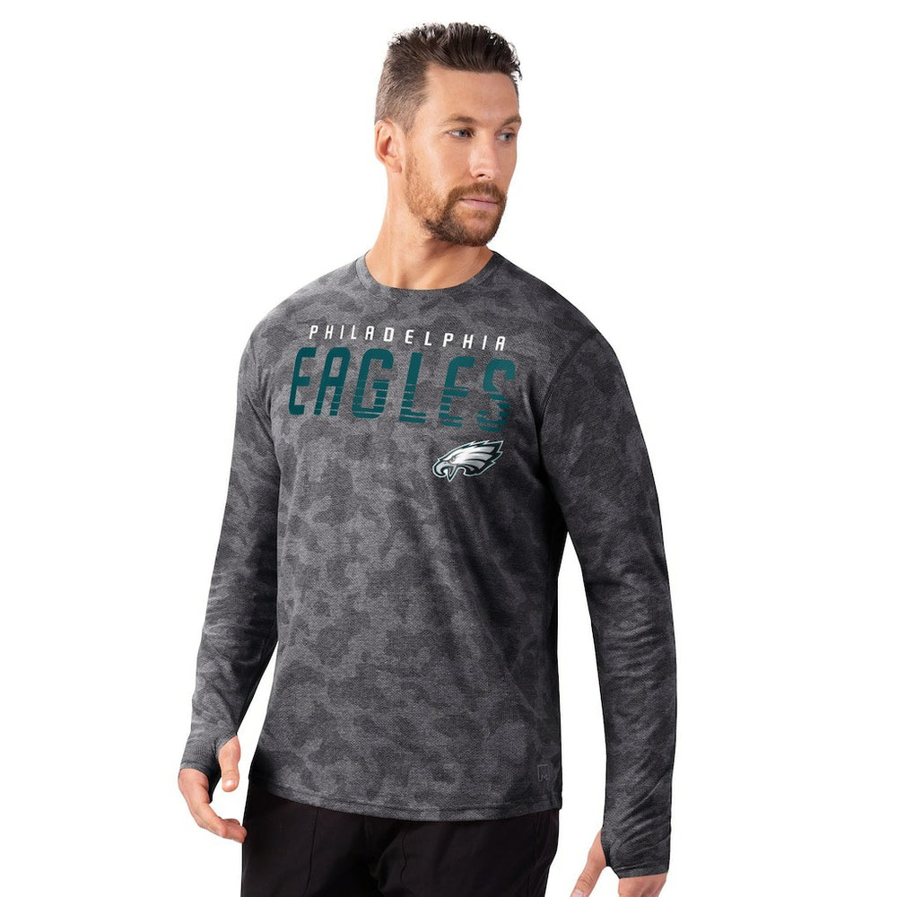 Philadelphia Eagles MSX by Michael Strahan Performance Camo Long Sleeve T-Shirt - Black - NFL