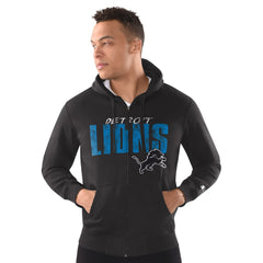 Detroit Lions Starter Distressed Classic Full-Zip Hoodie - Black - NFL