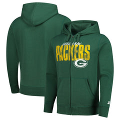 Green Bay Packers Starter Distressed Classic Full-Zip Hoodie - Green - NFL