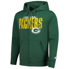 Green Bay Packers Starter Distressed Classic Full-Zip Hoodie - Green - NFL