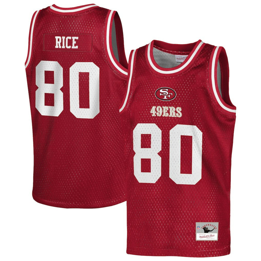 Jerry Rice San Francisco 49ers Youth Retired Player NFL Basketball Fashion Jersey - Scarlet - Mitchell & Ness