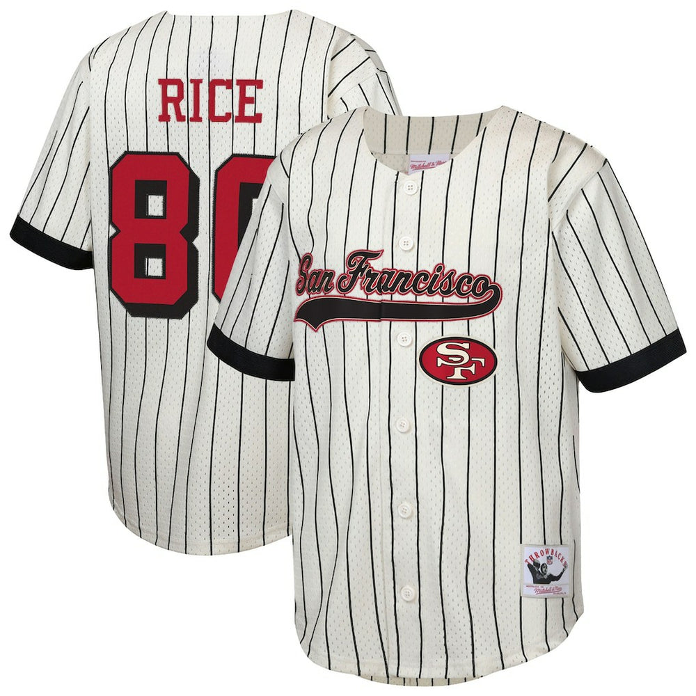 Jerry Rice San Francisco 49ers Youth Retired Player Name & Number Baseball Jersey - Cream - Mitchell & Ness