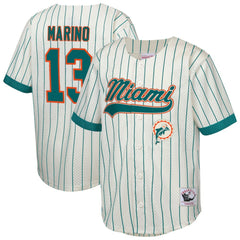 Dan Marino Miami Dolphins Youth Retired Player Name & Number Baseball Jersey - Cream - Mitchell & Ness