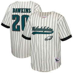 Brian Dawkins Philadelphia Eagles Youth Retired Player Name & Number Baseball Jersey - Cream - Mitchell & Ness