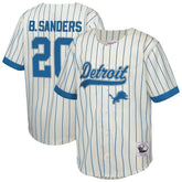 Barry Sanders Detroit Lions Youth Retired Player Name & Number Baseball Jersey - Cream - Mitchell & Ness