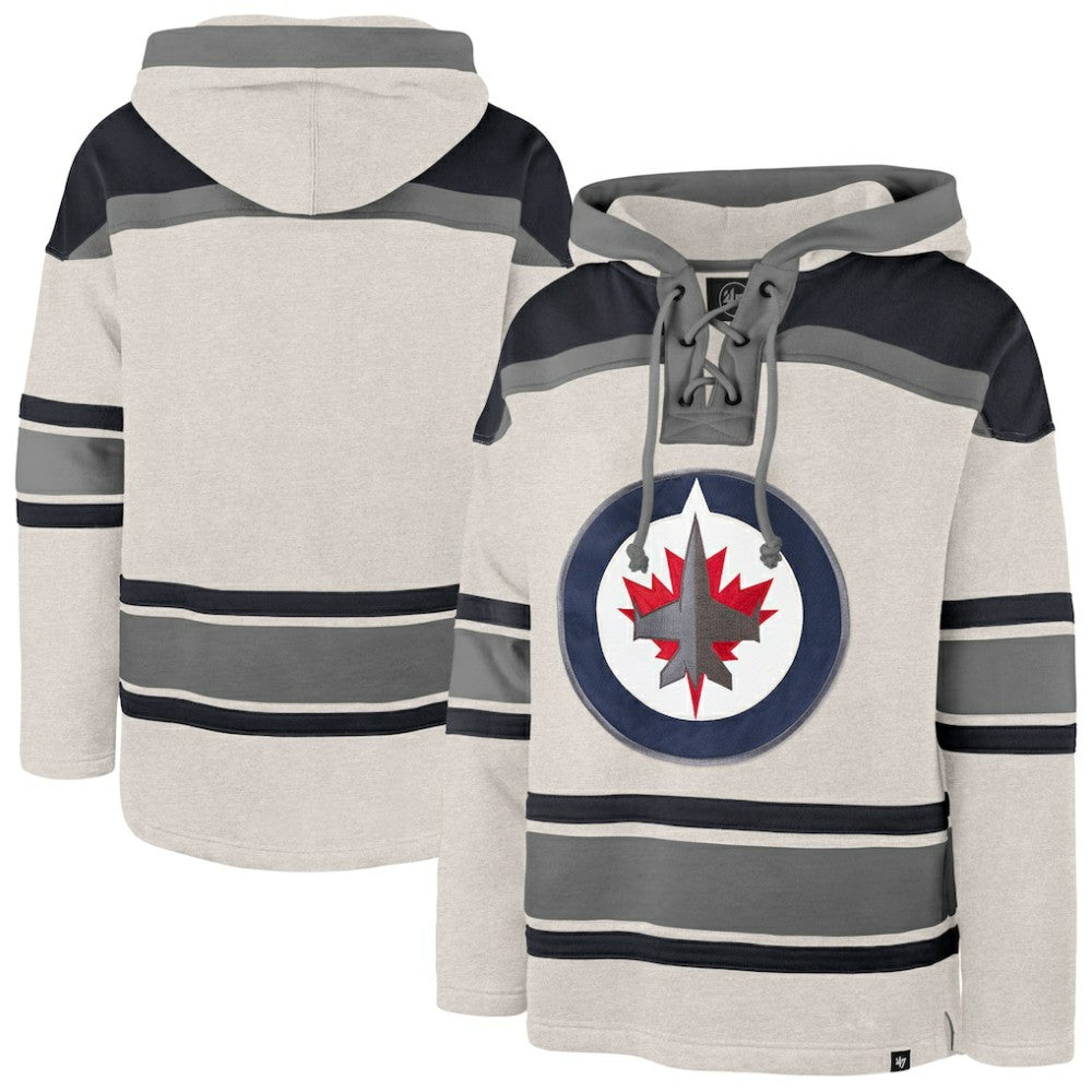 Winnipeg Jets '47 Rockaway Lacer Pullover Hoodie - Oatmeal | 47 brand discount