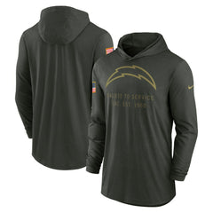Los Angeles Chargers 2025 Salute to Service Sideline Dri-FIT Lightweight Hooded Pullover - Forest Green - Nike