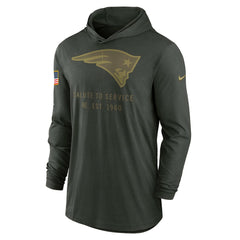New England Patriots 2025 Salute to Service Sideline Dri-FIT Lightweight Hooded Pullover - Forest Green - Nike