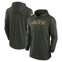 New York Jets 2025 Salute to Service Sideline Dri-FIT Lightweight Hooded Pullover - Forest Green - Nike