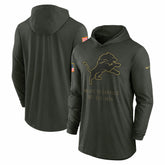 Detroit Lions 2025 Salute to Service Sideline Dri-FIT Lightweight Hooded Pullover - Forest Green - Nike