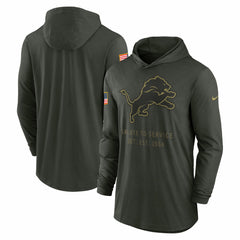 Detroit Lions 2025 Salute to Service Sideline Dri-FIT Lightweight Hooded Pullover - Forest Green - Nike