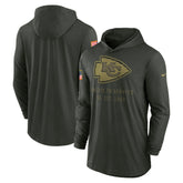 Kansas City Chiefs 2025 Salute to Service Sideline Dri-FIT Lightweight Hooded Pullover - Forest Green - Nike