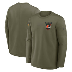 Cleveland Browns 2025 Salute to Service Sideline Coaches Therma-FIT Long Sleeve Shirt - Olive - Nike