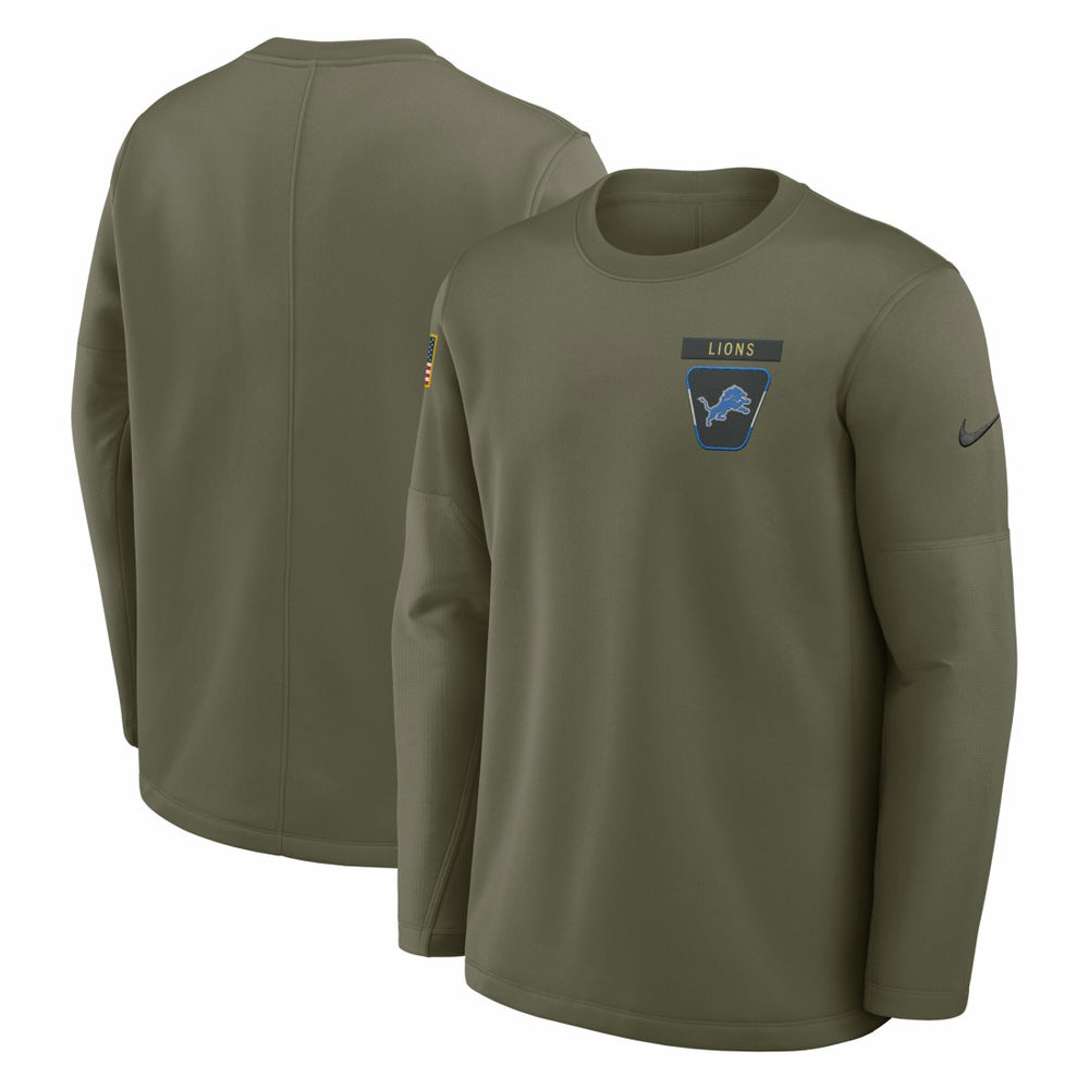Detroit Lions 2025 Salute to Service Sideline Coaches Therma-FIT Long Sleeve Shirt - Olive - Nike