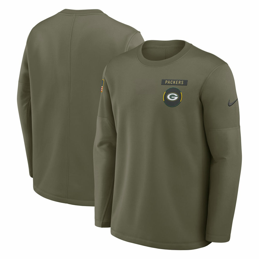 Green Bay Packers 2025 Salute to Service Sideline Coaches Therma-FIT Long Sleeve Shirt - Olive - Nike