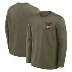Kansas City Chiefs 2025 Salute to Service Sideline Coaches Therma-FIT Long Sleeve Shirt - Olive - Nike