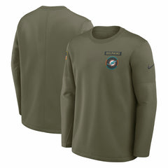 Miami Dolphins 2025 Salute to Service Sideline Coaches Therma-FIT Long Sleeve Shirt - Olive - Nike