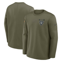 Las Vegas Raiders 2025 Salute to Service Sideline Coaches Therma-FIT Long Sleeve Shirt - Olive - Nike
