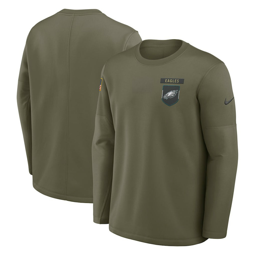 Philadelphia Eagles 2025 Salute to Service Sideline Coaches Therma-FIT Long Sleeve Shirt - Olive - Nike