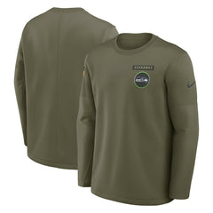 Seattle Seahawks 2025 Salute to Service Sideline Coaches Therma-FIT Long Sleeve Shirt - Olive - Nike