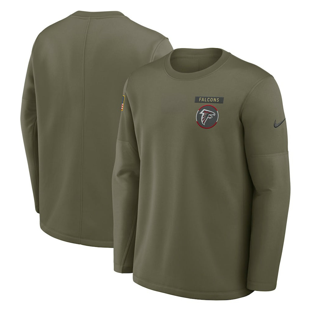 Atlanta Falcons 2025 Salute to Service Sideline Coaches Therma-FIT Long Sleeve Shirt - Olive - Nike