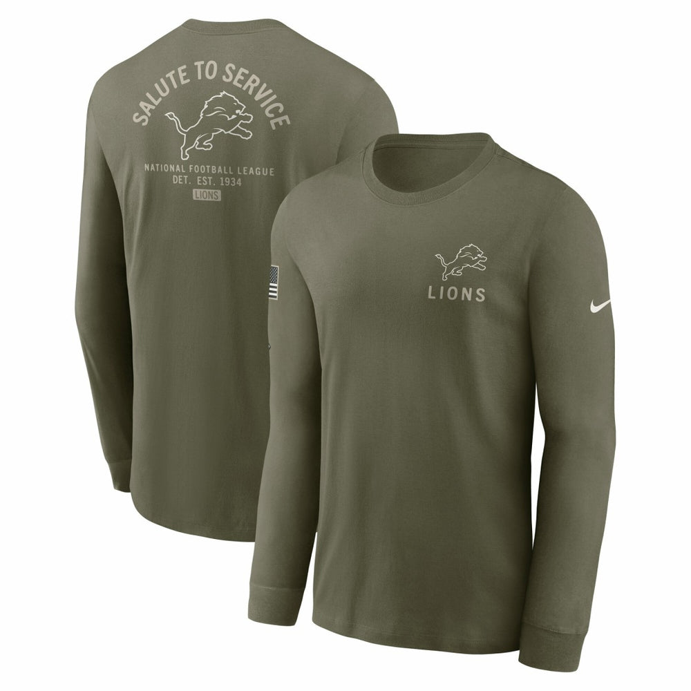 Detroit Lions 2025 Salute to Service Sideline Long Sleeve T-Shirt - Olive - Nike