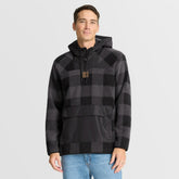 Minnesota Vikings Elements Plaid Polar Fleece Quarter-Zip Hoodie - Black - Fanatics
