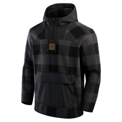 Buffalo Bills Elements Plaid Polar Fleece Quarter-Zip Hoodie - Black - Fanatics