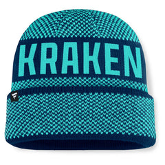 Seattle Kraken Fanatics Fundamentals Shelter Cuffed Knit Hat - Deep Sea Blue/Light Blue | Fanatics Clearance