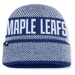 Toronto Maple Leafs Fanatics Fundamentals Shelter Cuffed Knit Hat - Blue/White | Fanatics Clearance