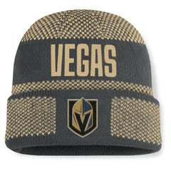 Vegas Golden Knights Fanatics Fundamentals Shelter Cuffed Knit Hat - Charcoal/Gold | Fanatics sale