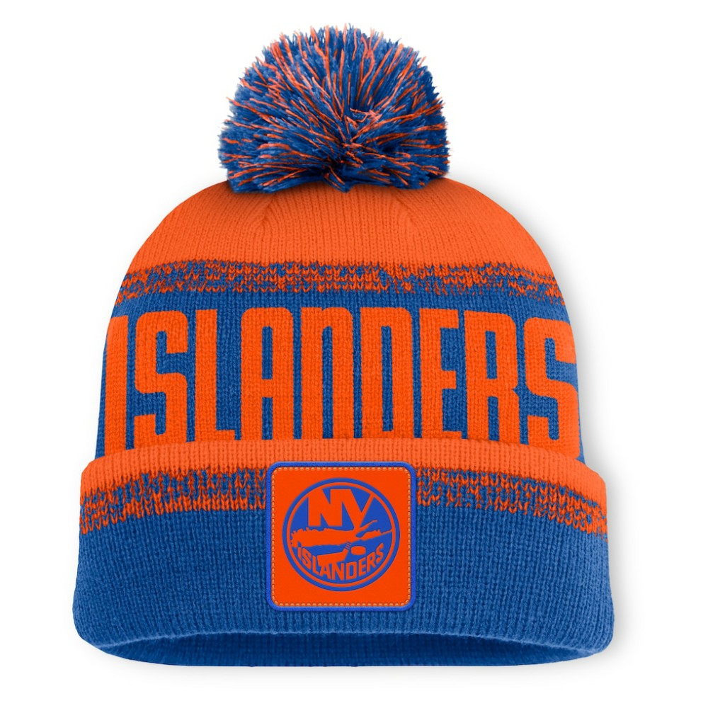 New York Islanders Fanatics Fundamentals Thrive Cuffed Knit Hat with Pom - Royal/Orange | Fanatics sale