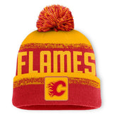 Calgary Flames Fanatics Fundamentals Thrive Cuffed Knit Hat with Pom - Red/Gold | Fanatics near me