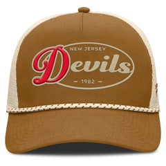 New Jersey Devils Fanatics Heritage Fetch A-Frame Trucker Adjustable Hat - Brown/Cream | Fanatics Clearance